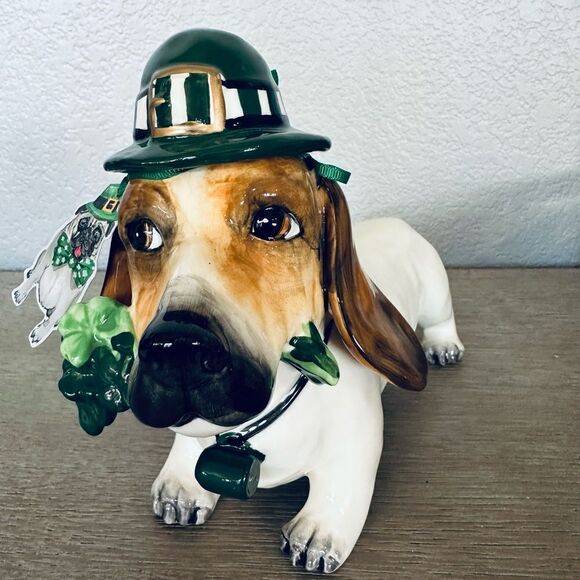 Blue Sky St. Patrick’s Day Dachshund Bassett Hound Dog Decor Figure - Picture 3 of 4